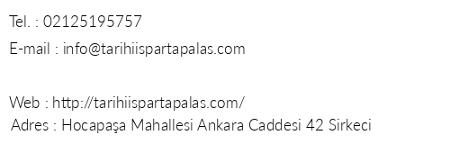 Tarihi Isparta Palas telefon numaralar, faks, e-mail, posta adresi ve iletiim bilgileri